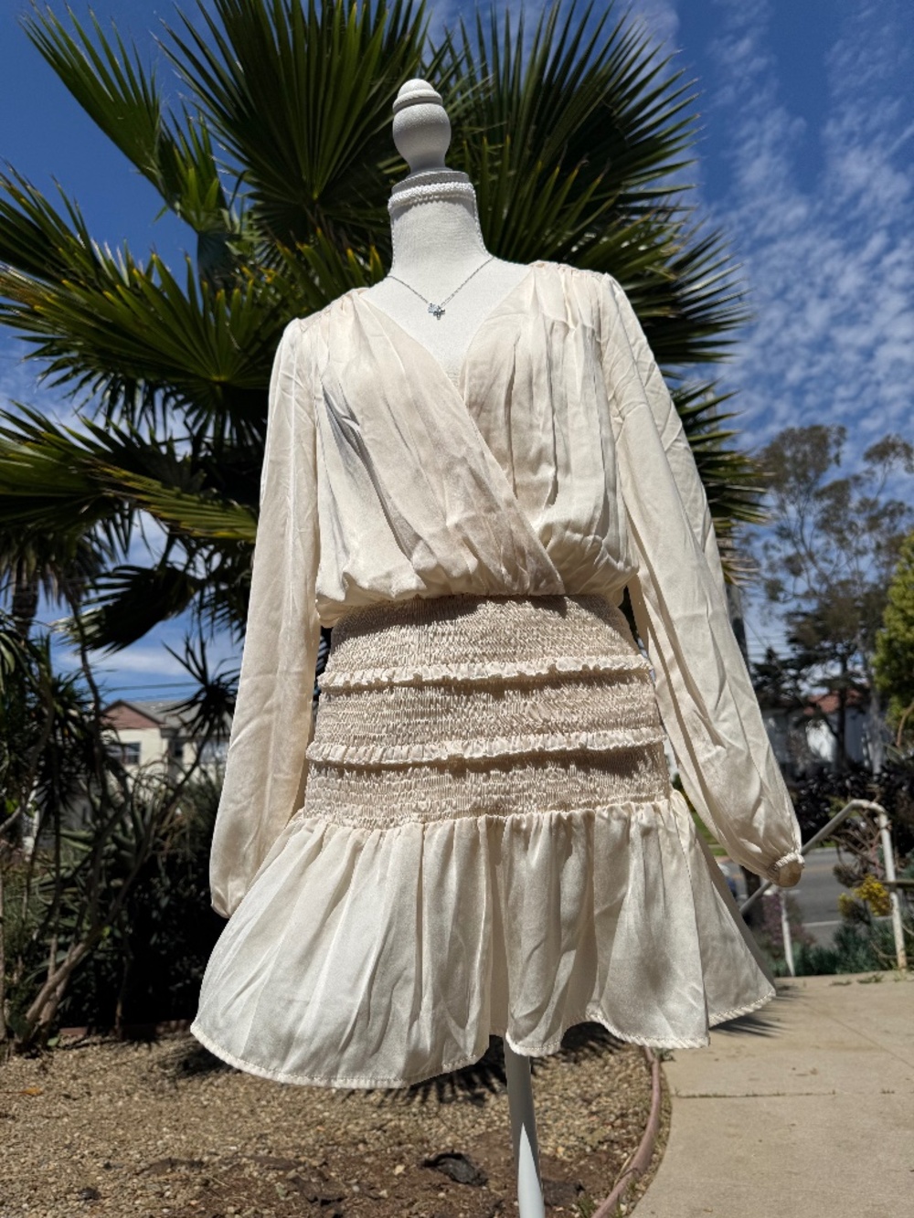 Women's Cream and Tan Summer dress